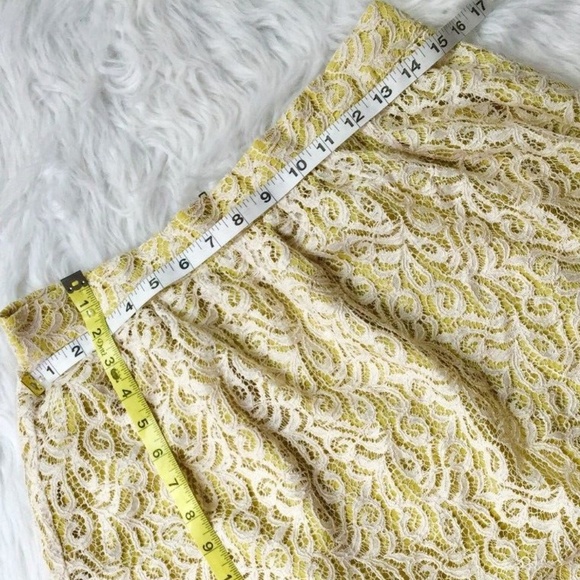 Citron Floral Lace Crochet Zip A Line Mini Skirt - Picture 8 of 8
